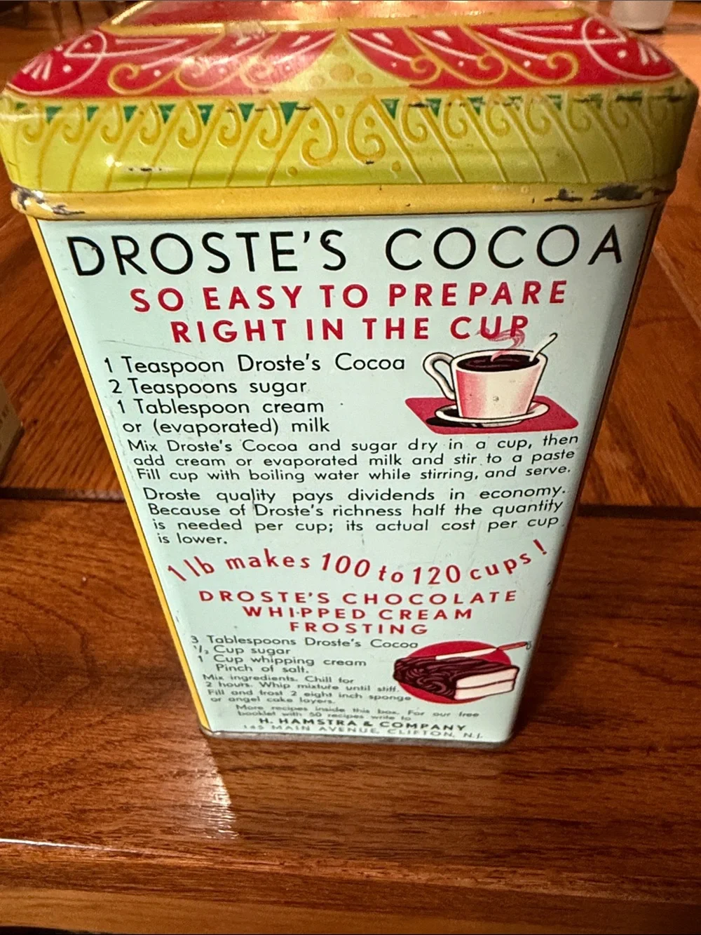 Droste's Cocoa Vintage Red Tin with Green Lid